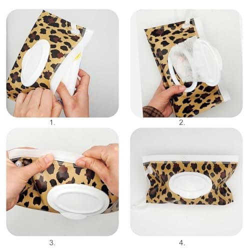Wet Wipes Bag for Babies - 2pcs Reusable Wet Wipe Bags - Wet Wipes Bag for On The Go,Baby Wet Wipe Pouch - Portable Wet Wipe Bag,Baby Wet Wipe Pouch,Reusable Wet Wipe Pouch (leopard print) — view 3
