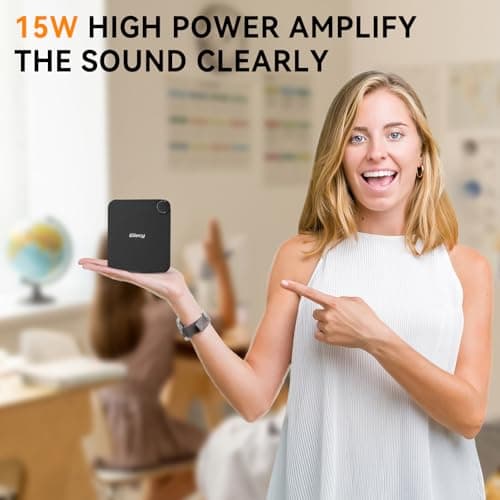 Giecy Amplifier Portable Hands-Free PA with 15W 2600mah Rechargeable Battery Microphone Ideal for Teachers, Tour Guides, Conferences, School Events, Seminars, Yoga,Education and more! (Black) — view 2