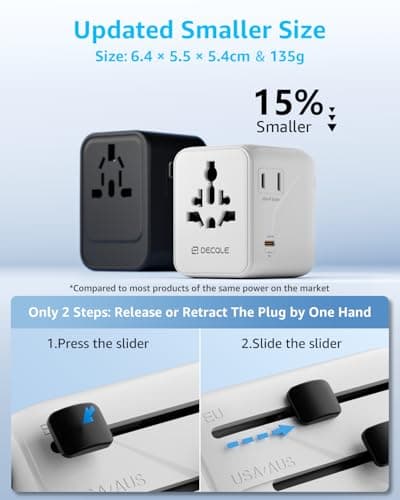 decqle “Pro” Universal Travel Adapter for International Travel -EU UK US AU — view 4