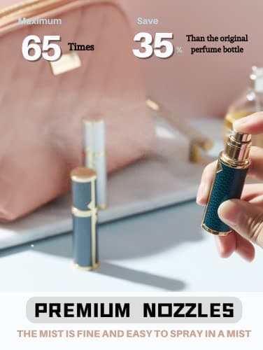 AsaNana Perfume Atomiser, Refillable & Travel Size Perfume Bottle, Leaking Proof,Bottom Pump without Funnel, Luxurious Small women and men, 5ml (Navy Blue) — view 5