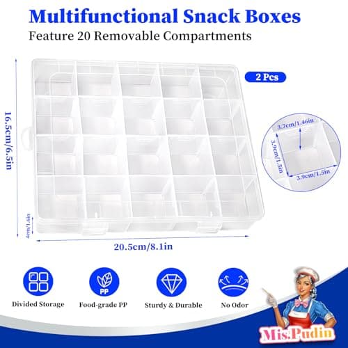 Mispudin 2 Pack Travel Snack Box with Compartments, Snackle Box for Plane — view 2
