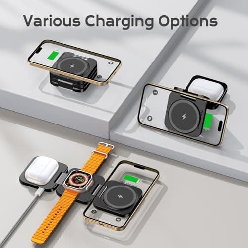 KU XIU 3 in 1 Wireless Charging Station for iPhone, Fast Magnetic Charger — view 2