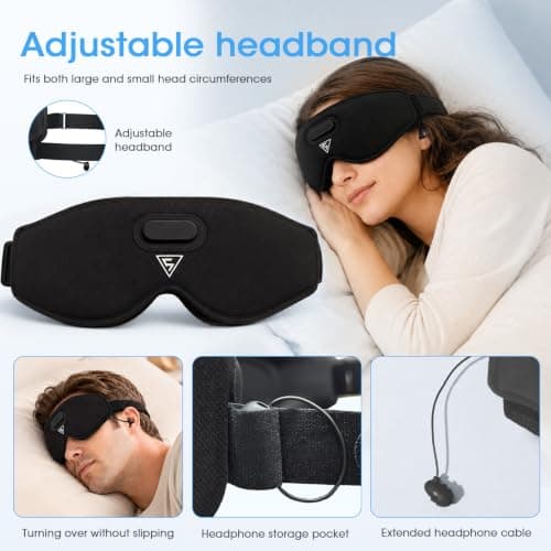 DOQAUS Cooling Bluetooth Sleep Mask Headphones for Side Sleepers — view 6