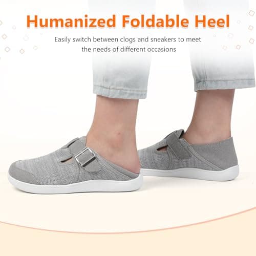 XIHALOOK Womens Walking Shoes Wide Toe Barefoot Shoes Minimalist Loafer with Adjustable Strap Slip On Shoes, Blend Lgrey, 5 UK — view 5