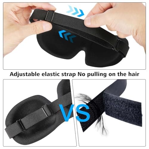 2Pcs Sleep Mask 3D Eye Mask for Sleeping Blackout with Adjustable Strap — view 3
