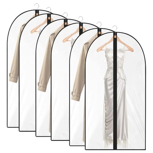 Flintronic 6 Pack Garment Bags, 60 * 140cm(24'' x 55'') Suit Bag, Dress Bags Covers Long, Dustproof Clothes Covers with Zip, Waterproof Garment Bags for Shirts, Coats, Evening Dress