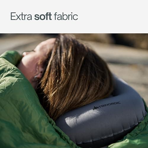 Trinordic Lightweight Inflatable Camping Pillow - Soft Cover, Grey — view 4