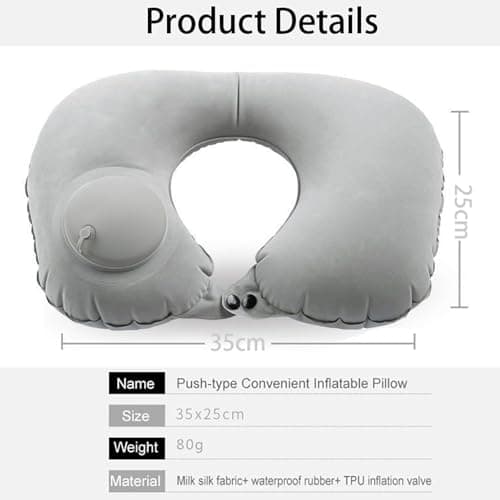 Jidyllic Inflatable Travel Pillow,Neck Pillow For Travel Neck Support Pillow Inflatable U Shape Pillow Travel Neck Pillow with Pressing Inflation Pump Suitable for Sleep Rest — view 2