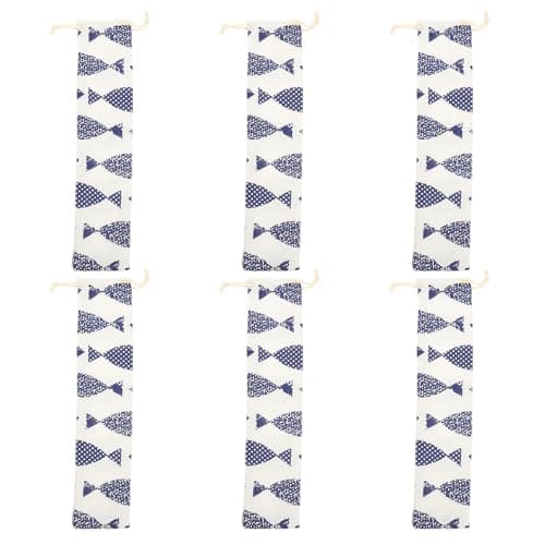 6pcs Cotton Linen Chopstick Holder Bags for Travel Drawstring