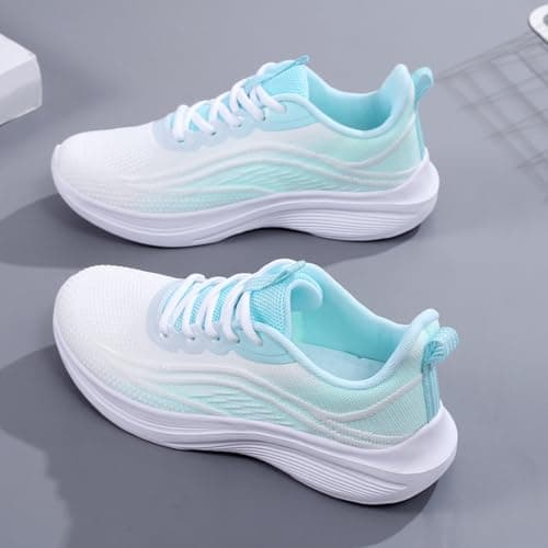 Womens Walking Trainers Flat Shoes for Women UK Sports Shoes Spring Summer Autumn New Breathable Fashion Outdoor Lightweight Comfortable Running Travel Walking Trainer Womens Mint Green 4.5 — view 3