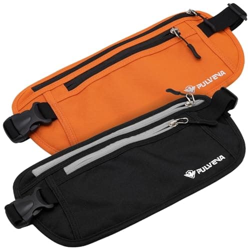 PulvenaHidden Money Belt For Travel Passport Wallet, Slim RFID Blocking Passport Holder For Travel Women And Men, Undercover Anti Theft Bag Waist Pouch Orange — view 5