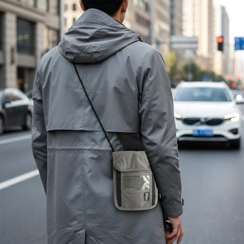 wellrun Neck Pouch,Travel Documents Holder with Adjustable Strap,RFID Blocking,Lightweight Hidden Neck Bag for Passport Cash Cards Keys(Grey) — view 4