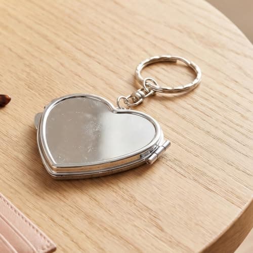 Kichvoe 4pcs Heart Shaped Double-sided Folding Makeup Mirror Keychain Set for Women, Metal and Aluminum with Crystal Reflection, Space Saving Design, for Commutes and Fitness Routines — view 6
