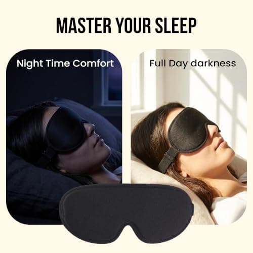 SWEKNAP Blackout Sleep Masks- Soft, Lightweight & Breathable Eye mask for Sleeping- Travel Essentials Gifts for Men and Women- Ideal for Nap with Adjustable Straps - Black — view 2