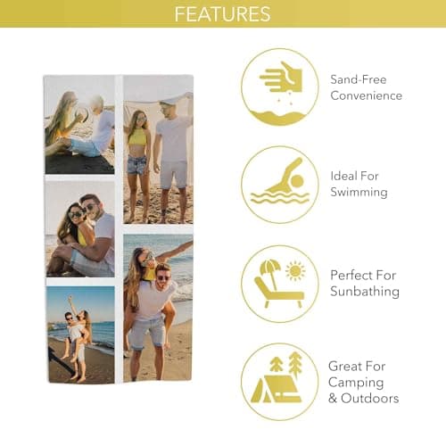 Print Maniacs Personalised Image Towel Custom Photo Beach Towel Microfibre Quick Dry Lightweight Travel Towel Sand Free Holiday Pool Gym Spa — view 4