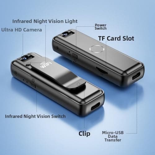 1080P Mini Body Camera, Wireless Sports Camera with Built-in Recording & WiFi, 1080P HD Waterproof Action Camera for Outdoor, Adventure, Travel Vlogging, Body Cam, Helmet, Bike — view 4