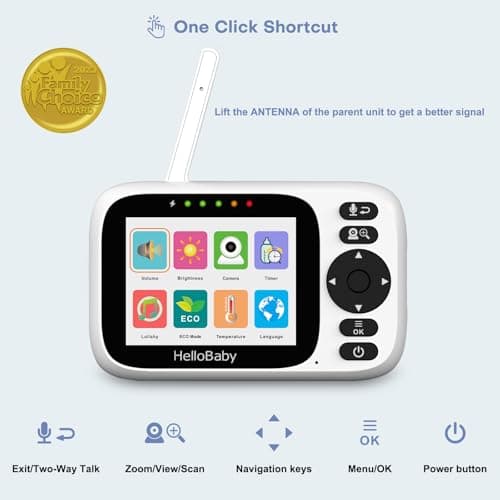 HelloBaby Baby Monitor with Camera and Night Vision No WiFi 3.2" IPS Screen — view 2