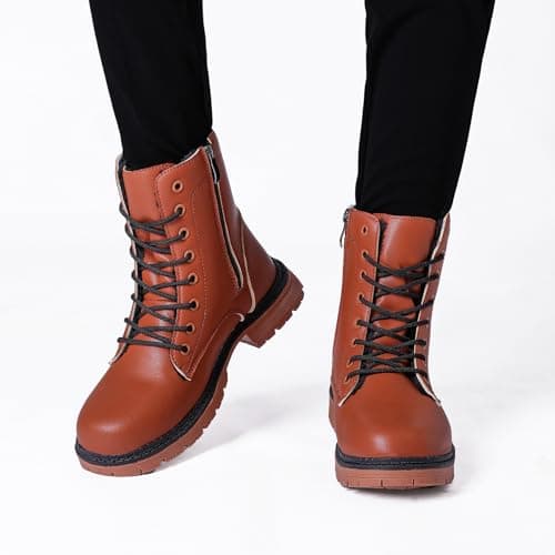Topwolve Women's Boots Waterproof Ankle Booties Ladies Walking Boots Outdoor Side Zipper Warm Lined Snow Booties,Brown(with Lined),4.5 UK — view 2