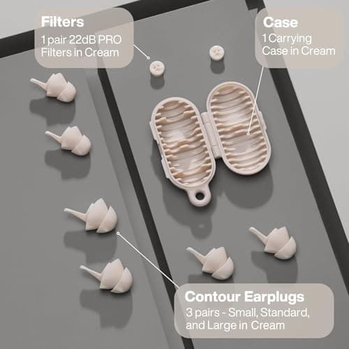 EarPeace Everyday Ear Plugs for Noise Reduction & Noise Control – High-Fidelity Earplugs, Comfortable & Reusable Earplugs for Sleep, Work, Snoring Blocking, Includes Carrying Case – Cream — view 6