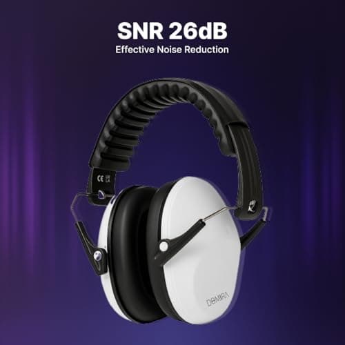 DOMIRA Kids Ear Defenders SNR 26 – Noise Cancelling Ear Muffs for Children, Hearing Protection for School, Travel & Shooting – Lightweight Adjustable Headphones (White) — view 3