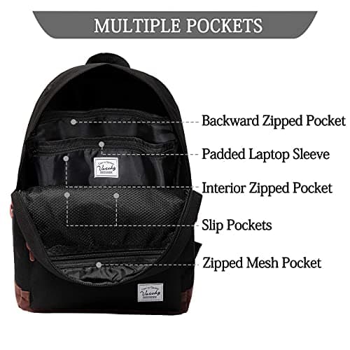 Backpack for Men and Women, VASCHY School Backpack, Laptop Backpack, Leisure Backpack, black, standard size, Daypack Backpacks — view 5