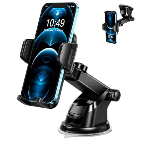 2026 Upgraded Car Phone Holder with [Ultra-Strong Magnets] [Strong Suction + Nano Gel] [360° Rotatable & Foldable] Dashboard & Windscreen Phone Mount for Phone 17/16/15 Pro Max Plus Mini, Black