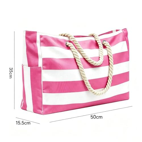 LPVVPEZ Large Beach Bag for Women with Zip, Waterproof Foldable Tote, Extra Big Swimming Pool & Gym Bag with Rope Handle for Travel, Shopping, Picnic（Pink） — view 2
