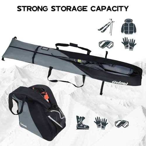 Goloni Ski Bag and Boot Bag Combo,Ski Bags for Air Travel,Water- resistant Snowboard Bag Fits for Skis Up to 180 CM and Boots Up To Size US13 — view 2