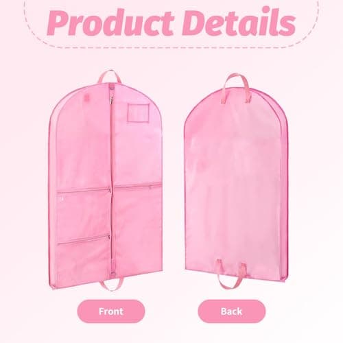Dance Costume Bag – 40 Inch Waterproof Garment Bag with 5 Zipper Pockets & ID Slot, Foldable Travel Dress Bag for Kids Dancers, Clothes Covers for Competitions, Performances & Storage — view 3