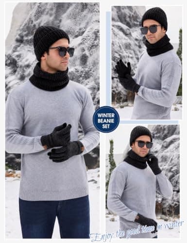 heekpek Hat Scarf Gloves Set for Men Chenille Accessories Set — view 2