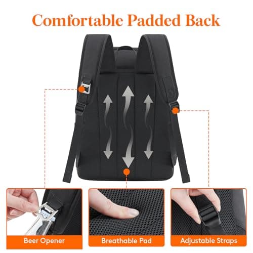 Lifewit 26L Insulated Cooler Picnic Backpack, 34-Can Large Cool Bag, Black — view 6
