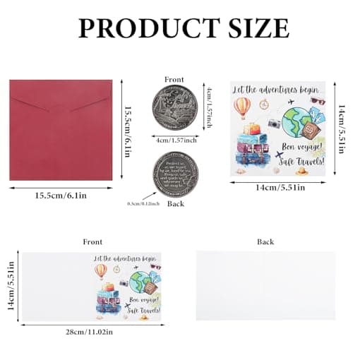 Wasise Safe Travels Gift - Bon Voyage Card, Good Luck Cards for New Adventure, Safe Travels Gift Set with Lucky Coin, Have A Wonderful Trip, Christmas Gifts for Travelers Dad Father Husband Friends — view 2