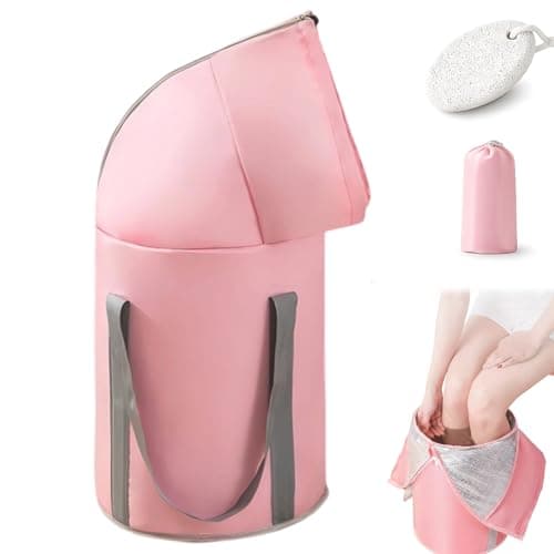 Collapsible Foot Soaking Tub, 20L Portable Foot Bath Basin for Soaking Feet, Folding Foot Spa Bucket with Lid and Handles, Travel Pedicure Footbath Bowl for Home & Camping (Pink)