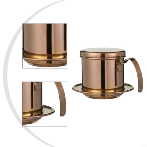 Vietnamese Coffee Filter 304 Stainless Steel Gold Stovetop for moka Pot 304 Steel Compact Design Portable Coffee Maker for Travel Camping Gold Small Coffee Press 10.5cm High Density Filter Drip Coffee — view 3
