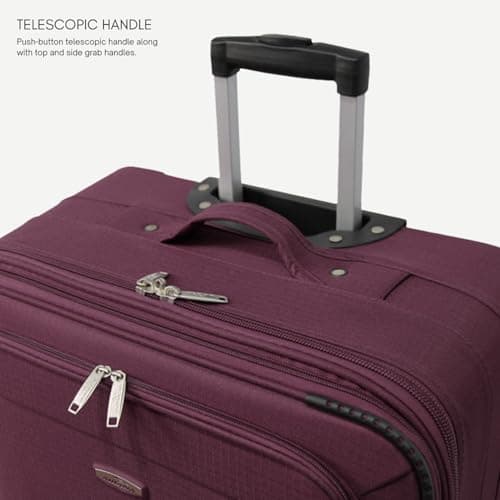 ARIANA Cabin Suitcase Lightweight Carry On Luggage Trolley Travel Bag 10Kg Hand Luggage 2 Wheels - 55x38x23cm (Burgundy, 21" Small (Cabin Size)) — view 6