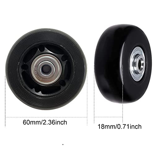 Ashuxxn 4pc Luggage Replacement Wheels - Durable Rubber Mute Casters for Travel Suitcase (60mm x 18mm) — view 2