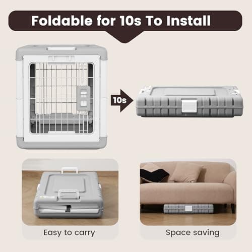 Gardner Pet Collapsible Dog Crate, White-Grey, M — view 5
