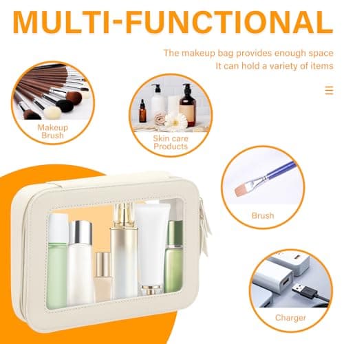 Clear Travel Toiletries Bag Waterproof PVC Clear Makeup Bag with Zipper Portable Make Up Skincare Organiser Women Multifunctional Travel Wash Pouch Car Essentials, 21x5.3x15.8cm — view 4