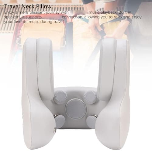 Heating U Shaped Travel Pillow with Noise Canceling Bluetooth for Airplane Car - ABS Black — view 2