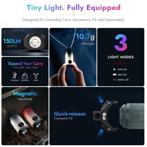 WUBEN E2 Small Torch Rechargeable, Mini Torches 3-in-1 LED Flashlight — view 2
