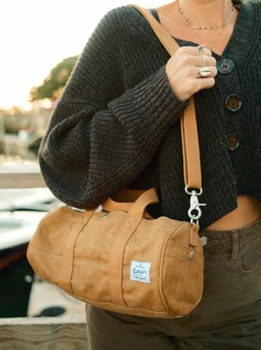 GOOTIUM Compact Canvas Crossbody Bag, Cylinder Small Barrel Shoulder Bag — view 3
