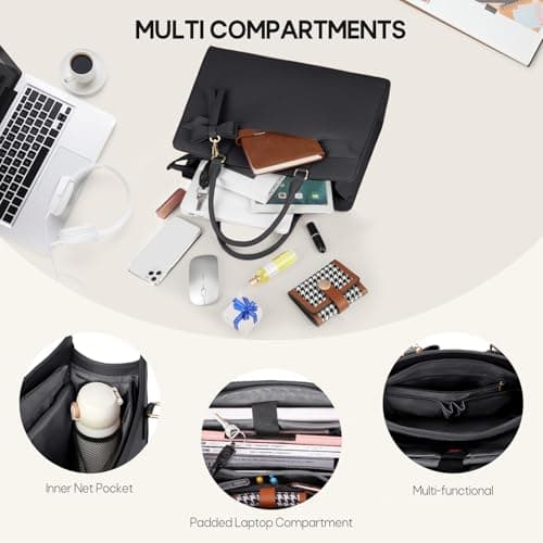 RAINSMORE Laptop Bags for Women 15.6 Inch Laptop Handbag PU Leather — view 4
