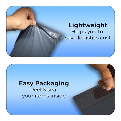 Double Dragon 125 Mixed Size Self-Seal Mailer Bags | Tamper-Proof Plastic Packaging for Mailing, Postage, Shipping & Delivery | Grey (5 Sizes | Small to Large | 25 Each) — view 3