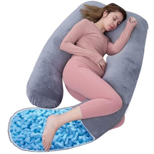 AS AWESLING Shredded Memory Foam U Shaped Maternity Pillow with Cover