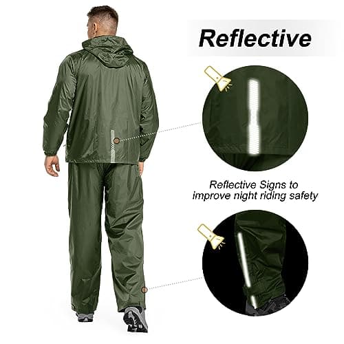 33,000ft Men's Waterproof Rainsuit Packable Rain Set with Reflective Strips — view 2