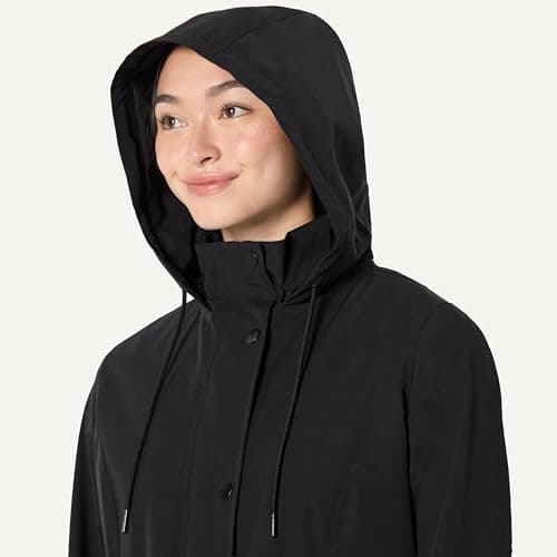 Amazon Essentials Women's Relaxed-Fit Packable Lightweight Waterproof Hooded Rain Jacket, Black, XL — view 4