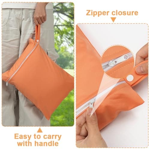 AOOSA 2PCS Wet Bags, Reusable Cloth Diaper Bags with Handle and Zipper — view 4
