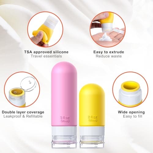 20 Pack Travel Bottles for Toiletries, TSA Approved Silicone Travel Size Toiletries, Travel Essentials Leak Proof Refillable Travel Containers — view 3