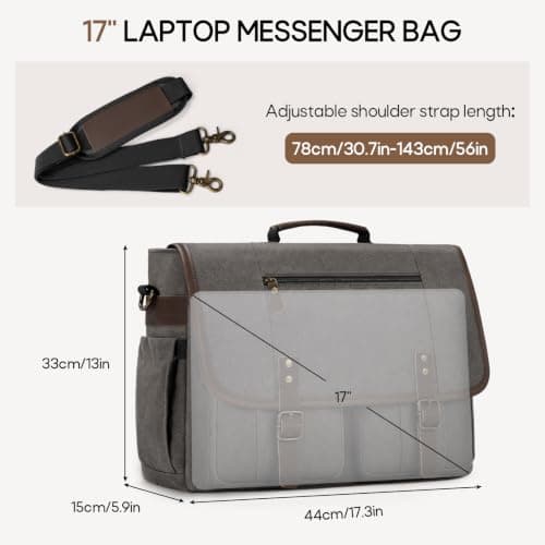 RAINSMORE Laptop Messenger Bag Multiple Pockets 17 Inch Satchel Briefcase — view 4