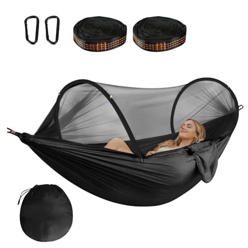 Aartner Ultra-Light Travel Camping Hammock Pop-up Bug Net - Anti-Rollover Hammock 300kg Load Capacity,Breathable,Quick-drying,Outdoor Backpacking Hiking (Black)